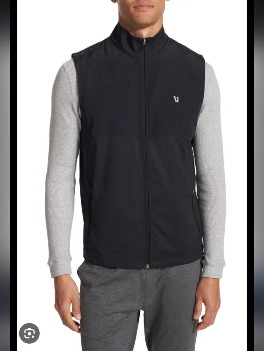 Men’s Vuori Element Zip-Front Vest In Heathered Navy "Ink" NWT